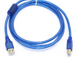 Кабель USB 2.0 Ritar AM / BM, 2.0m, 1 ферит, прозорий синій