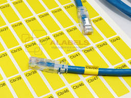 Кабельные наклейки жёлтого цвета для маркировки кабеля D от 3 до 6 мм. , под печать