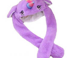 Карнавальная шапка с подсветкой: фиолетовый единорог с поднимающимися ушами