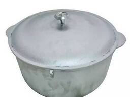 Казан алюминиевый 12 литров с крышкой и ручками для подвешивания