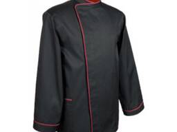 Китель поварской черный, с красным кантом Classic