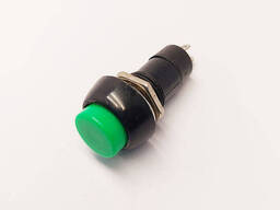 Кнопка PBS-11B Зеленая без фиксации, OFF-(ON), 1A/250VAC, 2pin