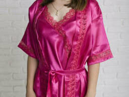 Комплект халат и пенюар с кружевом, доставка по Украине