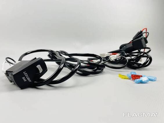 Комплект проводки для LED фар и LED балок 0–30A | 3 м кабель, реле, кнопка, предохранитель