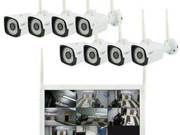 Комплект видеонаблюдения беспроводной Full HD CAD-1308 LCD 13.3" WiFi 8 камер. ..