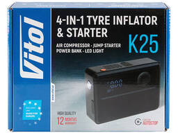 Компрессор автомобильный Vitol 4 в 1 Бустер, Повербанк, Фонарь 14.8V 22.2wh 6000mAh