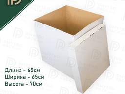 Коробка для шаров белая 65х65х70см со съемной крышкой