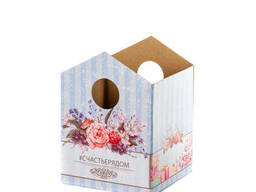 Коробка Домик. Микрогофрокартон. Самосборная