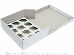 Коробка на 12 кексов из гофрокартона Белая, 33х25х8 см