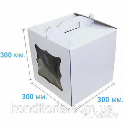 Коробка тортовая картонная с окном 30*30*3