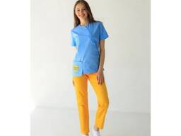 Костюм медицинский Надежда (желто-голубой с нашивкой)