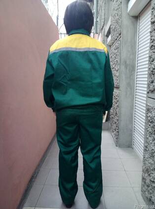 Рабочий костюм зеленый с желтой кокеткой (куртка с брюками)