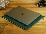 Кожаный чехол для MacBook на молнии, с войлочной подкладкой, кожа Grand, цвет Зеленый - фото 1