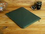 Кожаный чехол для MacBook на молнии, с войлочной подкладкой, кожа Grand, цвет Зеленый - фото 2