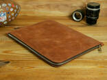 Кожаный чехол для MacBook на молнии, с войлочной подкладкой, Винтажная кожа, цвет Коньяк - фото 3