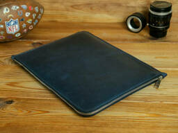 Кожаный чехол для MacBook на молнии, с войлочной подкладкой, Винтажная кожа, цвет Синий
