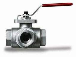 Кран шаровой трехходовой T-образный муфтовый из н/ж стали