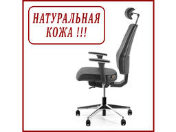 Кресло руководителя Barsky ST-01 StandUp Leather, кресло с натуральной кожи, черный