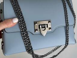 Крос боді сумка шкіряна Італійська маленька сумочка клатч віра пелле блакитна TS000012