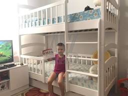 Кровать двухъярусная детская Карина Люкс белая с нижними бор