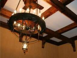 Круглая деревянная люстра Код: ДЛ-3 Под заказ