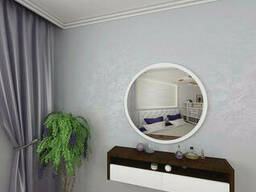 Круглое настенное зеркало с основой ДСП D800 Белый