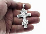 Крупный серебряный крест Распятие Христово. с надписью Спаси и Сохрани - фото 4