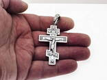 Крупный серебряный крест Распятие Христово. с надписью Спаси и Сохрани - фото 5