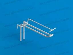 Крючок двойной с Т-держателем, для решетки, 100мм.