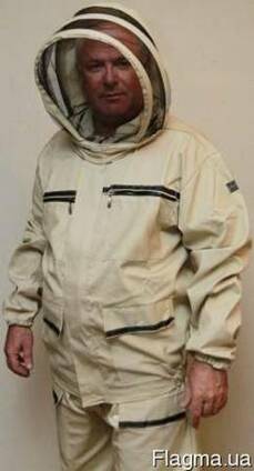 Куртка пчеловода Евро, с защитной маской, габардин, размер 54-56