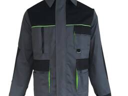 Куртка робоча сірого кольоруз салатови оздобленням, арт.21333