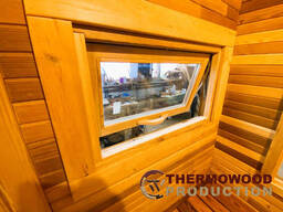 Квадро-бочка Quadro Fasssauna 4,5х2,3м из термодерева от производителя Thermowood. ..