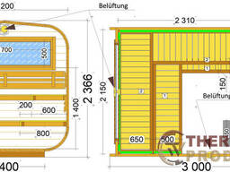Квадро бочка Quadro Sauna 3.0×2.24×2.37 м из термососны от производителя Thermowood. ..