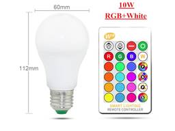 Лампа 10W RGB E27 светодиодная цветная с пультом лампочка