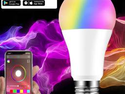Лампа 15W Е27 RGB LED светодиодная мульти цветная с управлением со смартфона по bluetooth