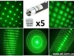 Лазерная зеленая указка Green Laser Pointer 5 насадок