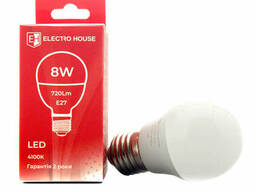 LED лампа шар G45 E27 8 Вт 4100К