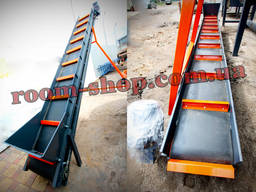 Ленточный конвейер, транспортер, стрічковий конвеєр, с скребками, ковшами, шевронами