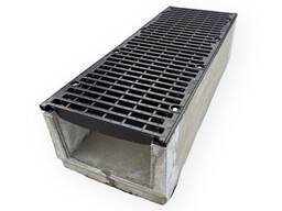 Лоток бетонний з чавунною решіткою класу D, E 230х140х1000