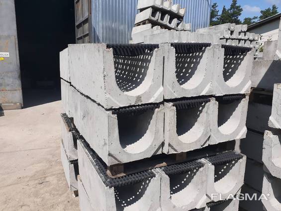 Лоток водоотводный бетонный ЛВ-30.40.41 с чугунной решеткой DN 300