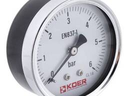 Манометр аксиальный KOER KM.611A D=63мм (0-6 bar) 1/4'' (KR2901)