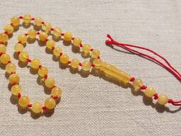 Матовые мусульманские янтарные четки, чотки із натурального матового бурштину