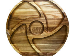 Менажница деревянная TreeVeru круглая 4 отделения соус (Инь Янь) 35 см