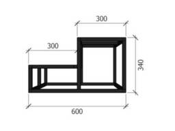 Металевий каркас сходів ЕКО на 2 сходинки, ширина 1000 мм
