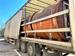 Mobile sauna barrel made of turnkey timber 5.5x2.15m Fasssauna-5.5 from the. ..