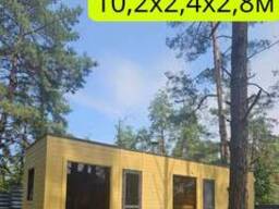 Модульный банный комплекс 10,2×2,4м с хозблоком и дровником под ключ | Thermowood. ..
