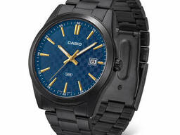 Мужские часы Casio MTP-VD03B-2A с синим циферблатом и черным металлическим браслетом