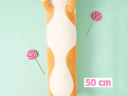 Мягкая плюшевая игрушка Длинный Кот Батон котейка-подушка 50 см. Цвет: коричневый