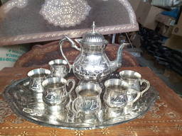 Набор чайный посуда под серебро, ручная работа, хороший подарок