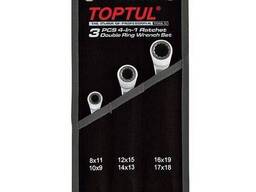 Набор ключей накидных с двойной трещоткой 72 зубца Pro-Series 3шт 8-19мм Toptul GPAQ0301